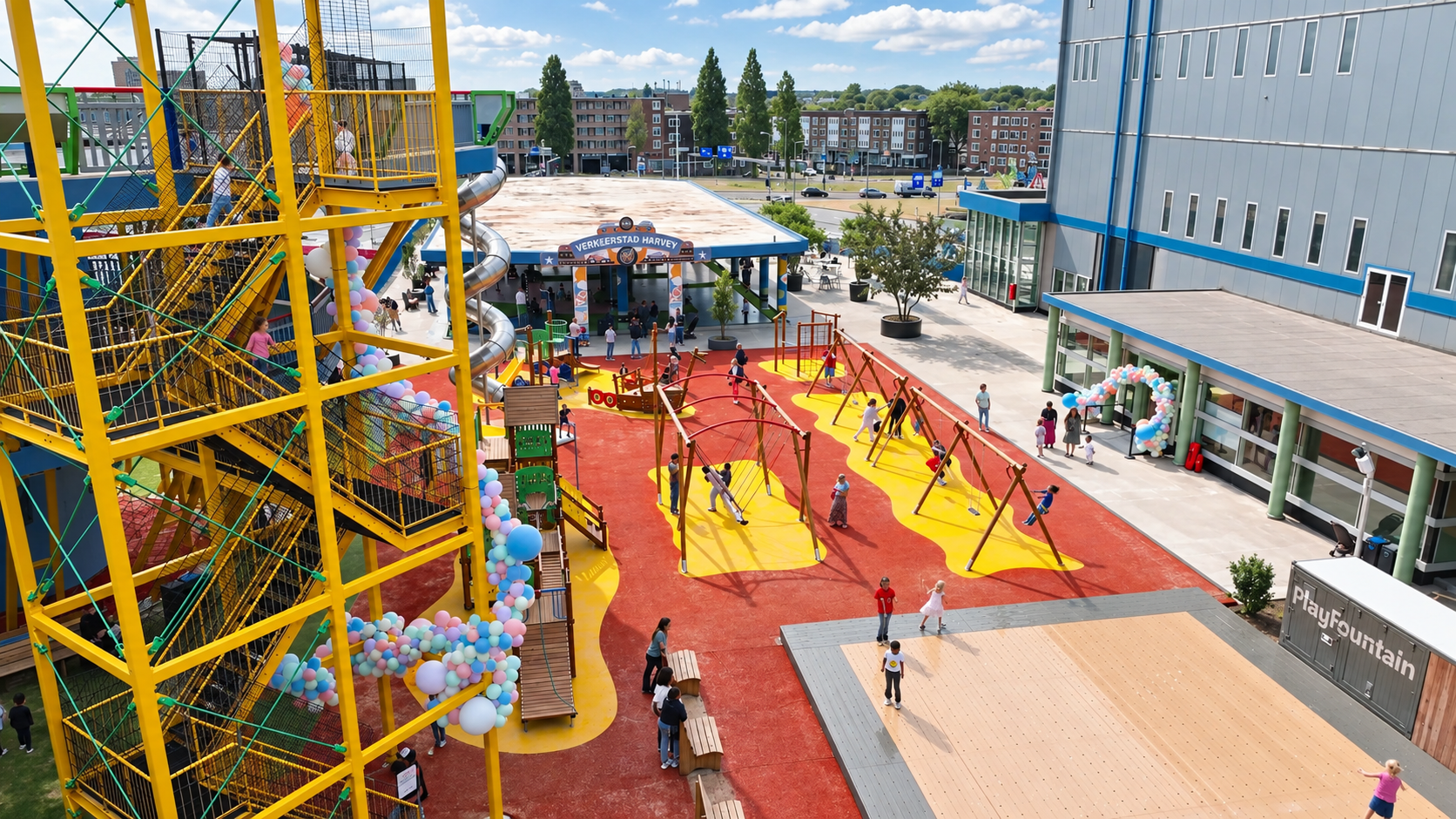 The colourful playground of Spelen bij Beelen on ZUIDYARD in Rotterdam