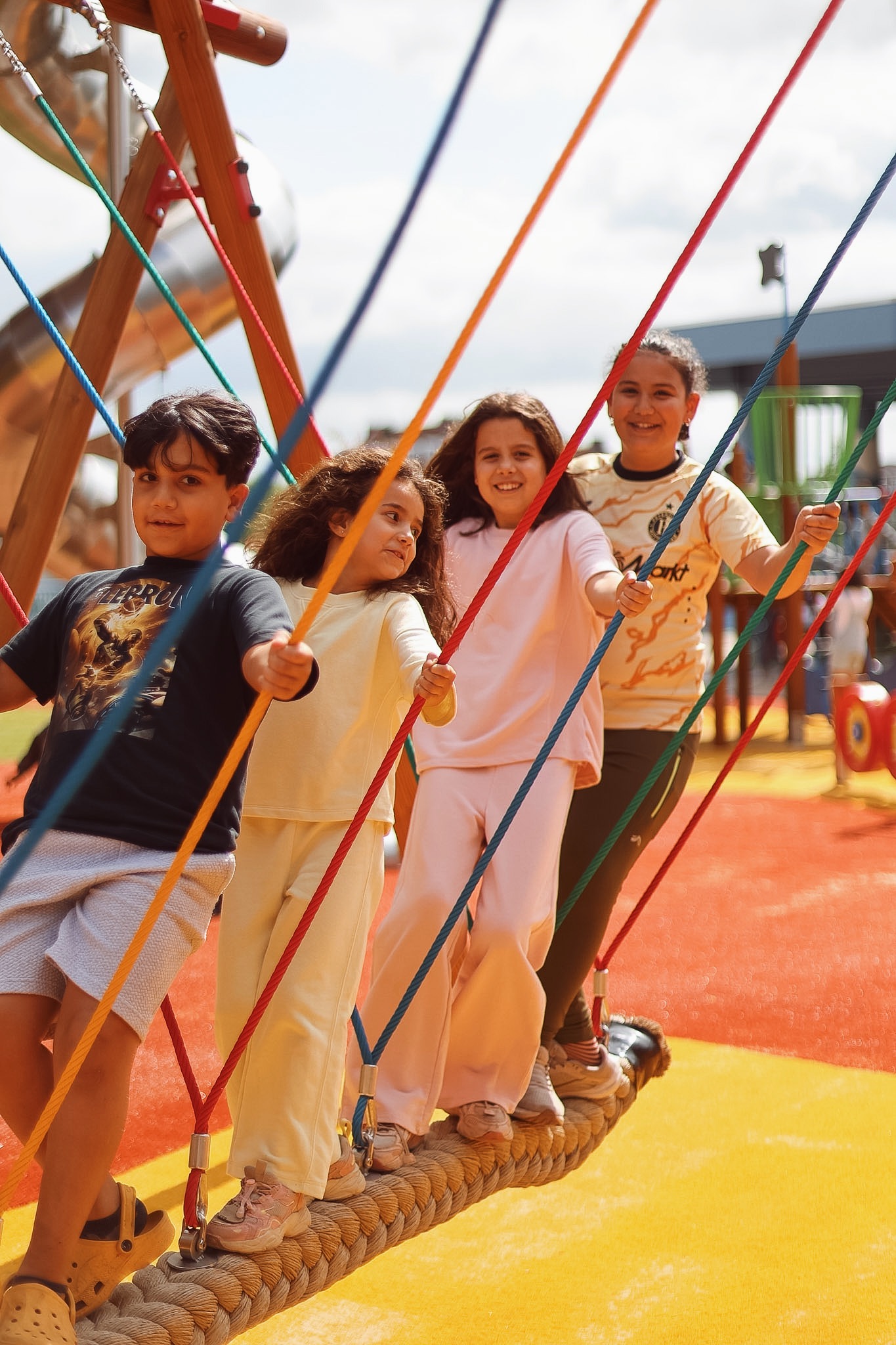 Children exploring the play area